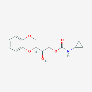 molecular formula C14H17NO5 B077650 2-(1,4-Benzodioxan-2-yl)-2-hydroxyethyl cyclopropanecarbamate CAS No. 13887-61-1