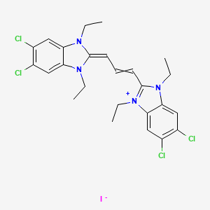 (E)-5,6-dichloro-2-(3-(5,6-dichloro-1,3-diethyl-1H-benzo[d]imidazol-2(3H)-ylidene)prop-1-en-1-yl)-1,3-diethyl-1H-benzo[d]imidazol-3-ium iodide