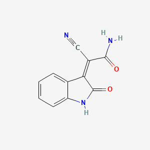 molecular formula C11H7N3O2 B7765647 (Z)-2-cyano-2-(2-oxoindolin-3-ylidene)acetamide 