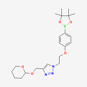 molecular formula C22H32BN3O5 B7766413 4-(2-(4-(THPO-methyl)-1,2,3-triazol-1-yl)ethoxy)phenylboronic acid, pinacol ester 