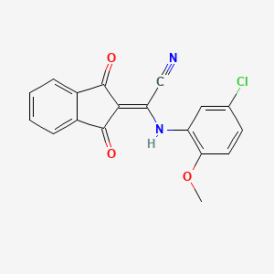 molecular formula C18H11ClN2O3 B7772227 2-(5-chloro-2-methoxyanilino)-2-(1,3-dioxoinden-2-ylidene)acetonitrile 