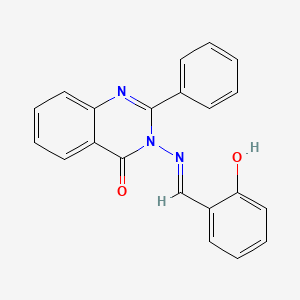 3-[(E)-[(2-hydroxyphenyl)methylidene]amino]-2-phenyl-3,4-dihydroquinazolin-4-one