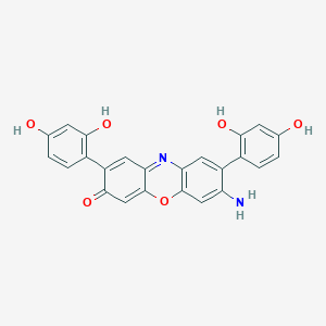 molecular formula C24H16N2O6 B7772330 7-Amino-2,8-bis(2,4-dihydroxyphenyl)phenoxazin-3-one 