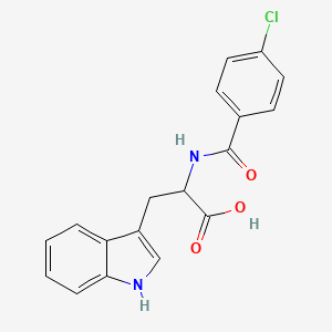 molecular formula C18H15ClN2O3 B7772337 2-(4-Chloro-benzoylamino)-3-(1H-indol-3-yl)-propionic acid 