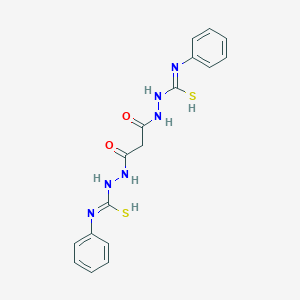 molecular formula C17H18N6O2S2 B7772761 N-[[3-oxo-3-[2-(N-phenyl-C-sulfanylcarbonimidoyl)hydrazinyl]propanoyl]amino]-N'-phenylcarbamimidothioic acid 