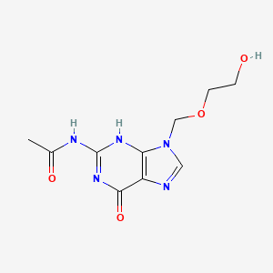 molecular formula C10H13N5O4 B7773229 N-[9-(2-hydroxyethoxymethyl)-6-oxo-3H-purin-2-yl]acetamide 