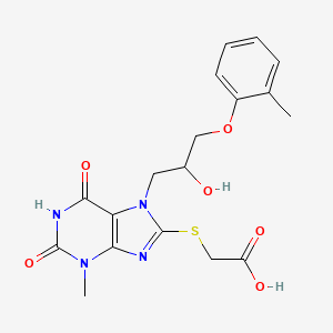 molecular formula C18H20N4O6S B7773434 ({7-[2-hydroxy-3-(2-methylphenoxy)propyl]-3-methyl-2,6-dioxo-2,3,6,7-tetrahydro-1H-purin-8-yl}sulfanyl)acetic acid 