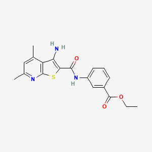 molecular formula C19H19N3O3S B7773567 ETHYL 3-{3-AMINO-4,6-DIMETHYLTHIENO[2,3-B]PYRIDINE-2-AMIDO}BENZOATE 