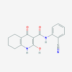 molecular formula C17H15N3O3 B7773673 N-(2-cyanophenyl)-2-hydroxy-4-oxo-5,6,7,8-tetrahydro-1H-quinoline-3-carboxamide 