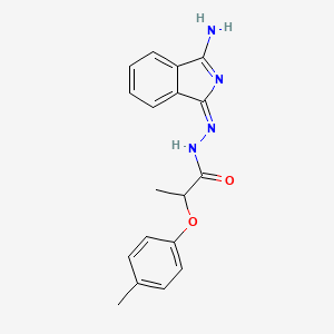 molecular formula C18H18N4O2 B7774675 N-[(E)-(3-aminoisoindol-1-ylidene)amino]-2-(4-methylphenoxy)propanamide 