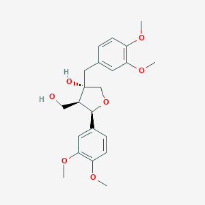 molecular formula C22H28O7 B077748 (2R)-2beta-(3,4-Dimethoxyphenyl)-4-[(3,4-dimethoxyphenyl)methyl]tetrahydro-4alpha-hydroxyfuran-3beta-methanol CAS No. 10569-14-9