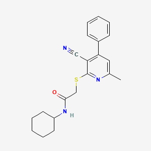 2-(3-cyano-6-methyl-4-phenylpyridin-2-yl)sulfanyl-N-cyclohexylacetamide