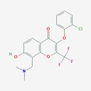 molecular formula C19H15ClF3NO4 B7775052 3-(2-chlorophenoxy)-8-[(dimethylamino)methyl]-7-hydroxy-2-(trifluoromethyl)-4H-chromen-4-one 