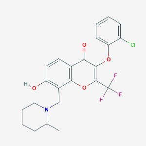 3-(2-chlorophenoxy)-7-hydroxy-8-[(2-methylpiperidin-1-yl)methyl]-2-(trifluoromethyl)-4H-chromen-4-one