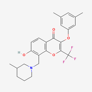 molecular formula C25H26F3NO4 B7775079 3-(3,5-dimethylphenoxy)-7-hydroxy-8-[(3-methylpiperidin-1-yl)methyl]-2-(trifluoromethyl)-4H-chromen-4-one 