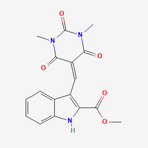 molecular formula C17H15N3O5 B7775656 methyl 3-[(1,3-dimethyl-2,4,6-trioxo-1,3-diazinan-5-ylidene)methyl]-1H-indole-2-carboxylate 
