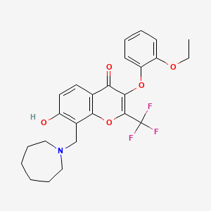 molecular formula C25H26F3NO5 B7775933 8-(Azepan-1-ylmethyl)-3-(2-ethoxyphenoxy)-7-hydroxy-2-(trifluoromethyl)chromen-4-one 