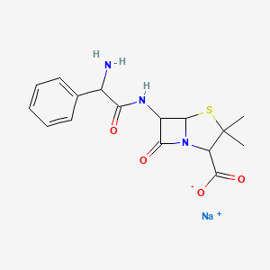 molecular formula C16H18N3NaO4S B7776170 sodium;6-[(2-amino-2-phenylacetyl)amino]-3,3-dimethyl-7-oxo-4-thia-1-azabicyclo[3.2.0]heptane-2-carboxylate 