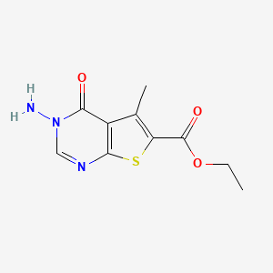 molecular formula C10H11N3O3S B7777071 ethyl 3-amino-5-methyl-4-oxo-3H,4H-thieno[2,3-d]pyrimidine-6-carboxylate 