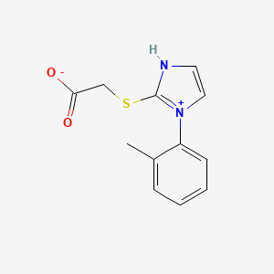 molecular formula C12H12N2O2S B7777210 2-[[3-(2-methylphenyl)-1H-imidazol-3-ium-2-yl]sulfanyl]acetate 