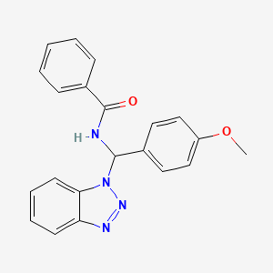 molecular formula C21H18N4O2 B7778625 N-[benzotriazol-1-yl-(4-methoxyphenyl)methyl]benzamide 