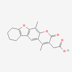 molecular formula C19H18O5 B7781511 (4,11-dimethyl-2-oxo-6,7,8,9-tetrahydro-2H-[1]benzofuro[3,2-g]chromen-3-yl)acetic acid 