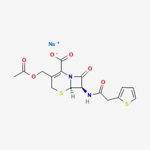 molecular formula C16H15N2NaO6S2 B7781584 sodium;(6R,7R)-3-(acetyloxymethyl)-8-oxo-7-[(2-thiophen-2-ylacetyl)amino]-5-thia-1-azabicyclo[4.2.0]oct-2-ene-2-carboxylate 