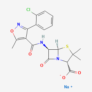 molecular formula C19H17ClN3NaO5S B7781627 sodium;(2S,5R,6R)-6-[[3-(2-chlorophenyl)-5-methyl-1,2-oxazole-4-carbonyl]amino]-3,3-dimethyl-7-oxo-4-thia-1-azabicyclo[3.2.0]heptane-2-carboxylate 