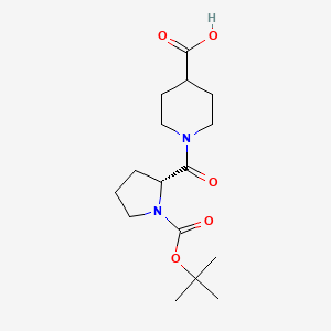 molecular formula C16H26N2O5 B7781699 1-[(2R)-1-[(tert-butoxy)carbonyl]pyrrolidine-2-carbonyl]piperidine-4-carboxylic acid CAS No. 955962-98-8