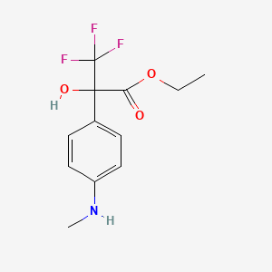 molecular formula C12H14F3NO3 B7782213 Ethyl 3,3,3-trifluoro-2-hydroxy-2-[4-(methylamino)phenyl]propanoate 