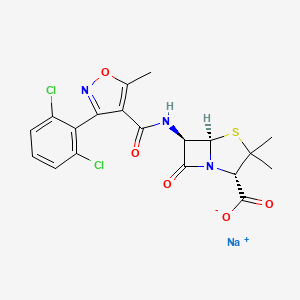 molecular formula C19H16Cl2N3NaO5S B7782628 sodium;(2S,5R,6R)-6-[[3-(2,6-dichlorophenyl)-5-methyl-1,2-oxazole-4-carbonyl]amino]-3,3-dimethyl-7-oxo-4-thia-1-azabicyclo[3.2.0]heptane-2-carboxylate 