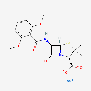 molecular formula C17H19N2NaO6S B7782636 sodium;(2S,5R,6R)-6-[(2,6-dimethoxybenzoyl)amino]-3,3-dimethyl-7-oxo-4-thia-1-azabicyclo[3.2.0]heptane-2-carboxylate 