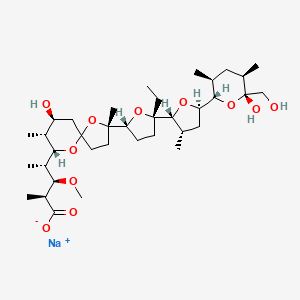 molecular formula C36H61NaO11 B7782757 sodium;(2S,3R,4S)-4-[(2S,7S,8R,9S)-2-[(2R,5S)-5-ethyl-5-[(2R,3S,5R)-5-[(2S,3S,5R,6R)-6-hydroxy-6-(hydroxymethyl)-3,5-dimethyloxan-2-yl]-3-methyloxolan-2-yl]oxolan-2-yl]-7-hydroxy-2,8-dimethyl-1,10-dioxaspiro[4.5]decan-9-yl]-3-methoxy-2-methylpentanoate 