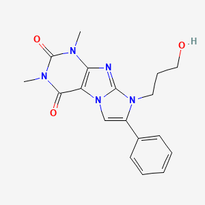molecular formula C18H19N5O3 B7783384 8-(3-hydroxypropyl)-1,3-dimethyl-7-phenyl-1H-imidazo[2,1-f]purine-2,4(3H,8H)-dione 