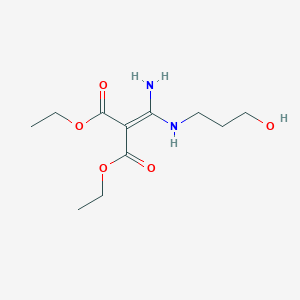 molecular formula C11H20N2O5 B7783559 diethyl 2-[amino-(3-hydroxypropylamino)methylidene]propanedioate 