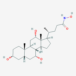 molecular formula C24H41NO5 B077843 (4R)-N-hydroxy-4-[(3R,5S,7R,8R,9S,10S,12S,13R,14S,17R)-3,7,12-trihydroxy-10,13-dimethyl-2,3,4,5,6,7,8,9,11,12,14,15,16,17-tetradecahydro-1H-cyclopenta[a]phenanthren-17-yl]pentanamide CAS No. 13254-09-6