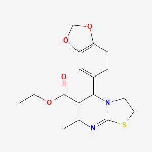 molecular formula C17H18N2O4S B7784706 ethyl 5-(1,3-benzodioxol-5-yl)-7-methyl-2,3-dihydro-5H-[1,3]thiazolo[3,2-a]pyrimidine-6-carboxylate 
