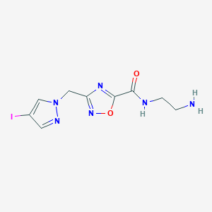 molecular formula C9H11IN6O2 B7784940 N-(2-aminoethyl)-3-[(4-iodo-1H-pyrazol-1-yl)methyl]-1,2,4-oxadiazole-5-carboxamide 