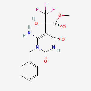 molecular formula C15H14F3N3O5 B7784966 Methyl 2-(6-amino-1-benzyl-2,4-dioxo-1,2,3,4-tetrahydropyrimidin-5-yl)-3,3,3-trifluoro-2-hydroxypropanoate 