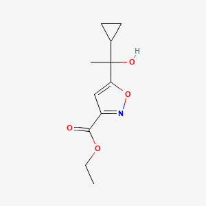 molecular formula C11H15NO4 B7785075 Ethyl 5-(1-cyclopropyl-1-hydroxyethyl)isoxazole-3-carboxylate CAS No. 924859-05-2