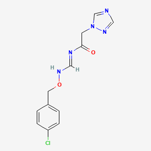 molecular formula C12H12ClN5O2 B7785815 N-[[(4-chlorophenyl)methoxyamino]methylidene]-2-(1,2,4-triazol-1-yl)acetamide 