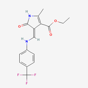 molecular formula C16H15F3N2O3 B7785827 ethyl (4Z)-2-methyl-5-oxo-4-[[4-(trifluoromethyl)anilino]methylidene]-1H-pyrrole-3-carboxylate 