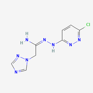 molecular formula C8H9ClN8 B7785965 N'-[(6-chloropyridazin-3-yl)amino]-2-(1,2,4-triazol-1-yl)ethanimidamide 