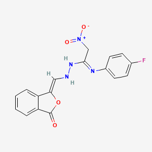 molecular formula C17H13FN4O4 B7785991 N'-(4-fluorophenyl)-2-nitro-N-[[(Z)-(3-oxo-2-benzofuran-1-ylidene)methyl]amino]ethanimidamide 