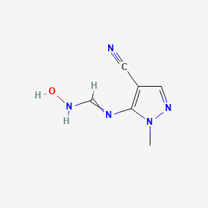 molecular formula C6H7N5O B7786021 N'-(4-cyano-1-methyl-1H-pyrazol-5-yl)-N-hydroxymethanimidamide 