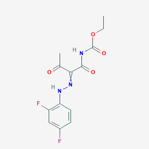 molecular formula C13H13F2N3O4 B7786124 ethyl N-[2-[(2,4-difluorophenyl)hydrazinylidene]-3-oxobutanoyl]carbamate 