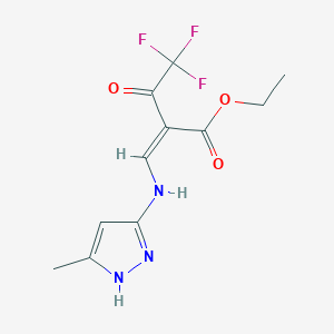 molecular formula C11H12F3N3O3 B7786177 ethyl (2Z)-4,4,4-trifluoro-2-[[(5-methyl-1H-pyrazol-3-yl)amino]methylidene]-3-oxobutanoate 