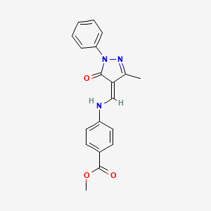 molecular formula C19H17N3O3 B7786464 methyl 4-[[(Z)-(3-methyl-5-oxo-1-phenylpyrazol-4-ylidene)methyl]amino]benzoate 
