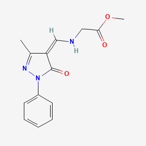 molecular formula C14H15N3O3 B7786466 methyl 2-[[(Z)-(3-methyl-5-oxo-1-phenylpyrazol-4-ylidene)methyl]amino]acetate 