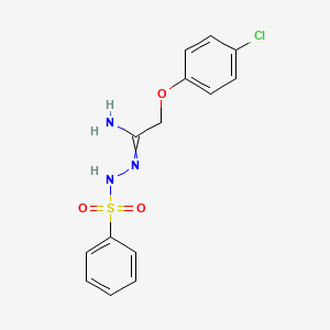 molecular formula C14H14ClN3O3S B7786522 N'-(benzenesulfonamido)-2-(4-chlorophenoxy)ethanimidamide 